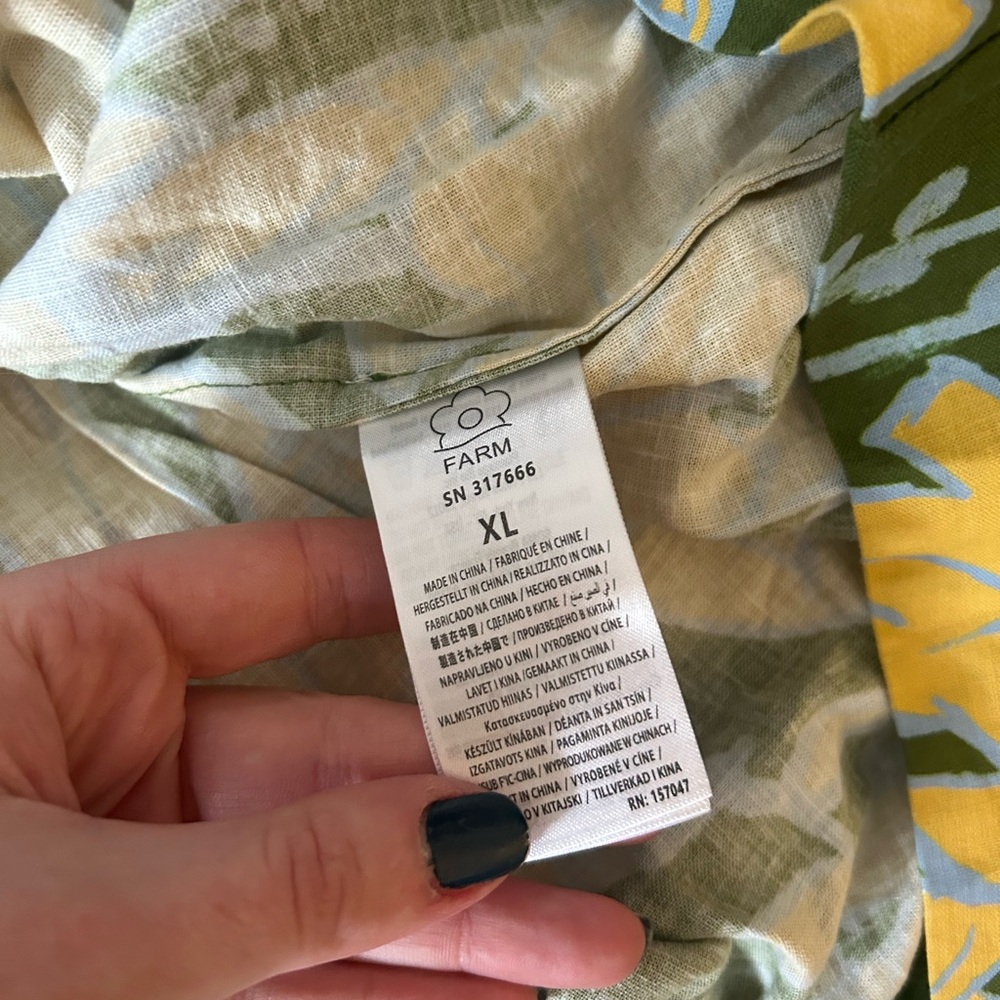NWT FARM Rio Olive Green Mini Dress with Yellow & Light Blue Floral Print - Picture 7 of 7